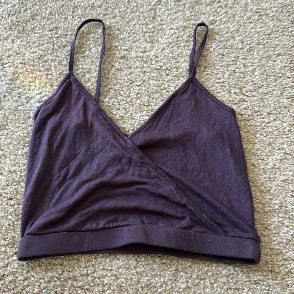 LA Hearts: juniors spaghetti purple strap crop tank top size xs